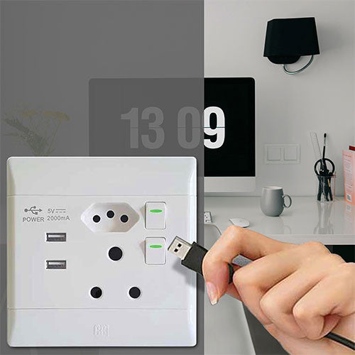 CBi PVC USB Combo Socket 4 x 4