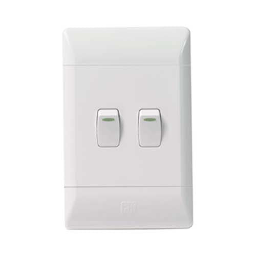 CBi PVC 2 Lever 1-Way Light Switch 4x2 - White