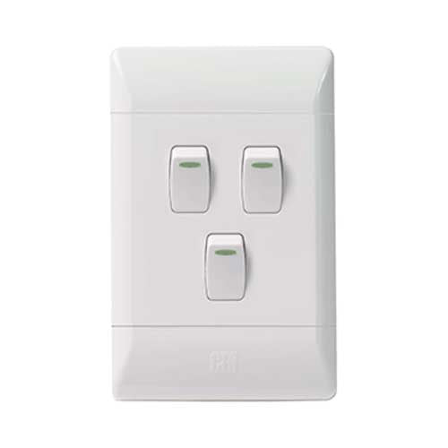 CBi PVC 3 Lever 1-Way Light Switch 4x2 - White