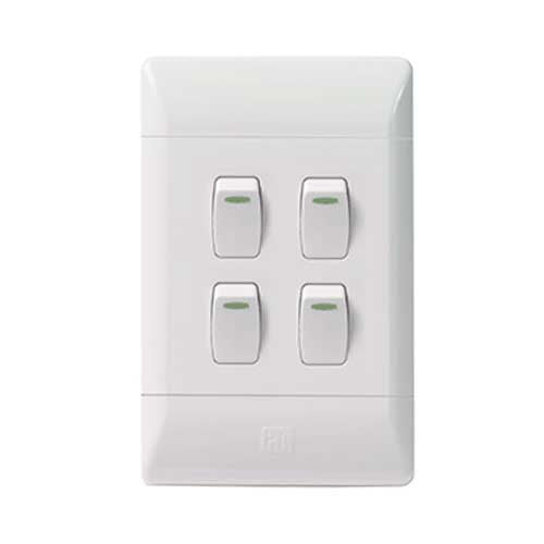 CBi PVC 4 Lever 1-Way Light Switch 4x2 - White