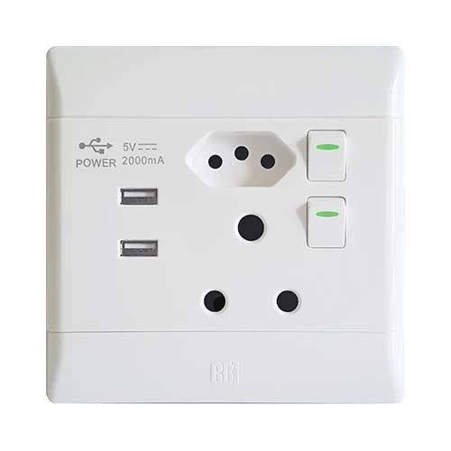 CBi PVC USB Combo Socket 4x4 - White