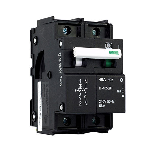 CBi QF-N-2(26) Dual Mount Low Rating Circuit Breaker C2 1P+N 6kA