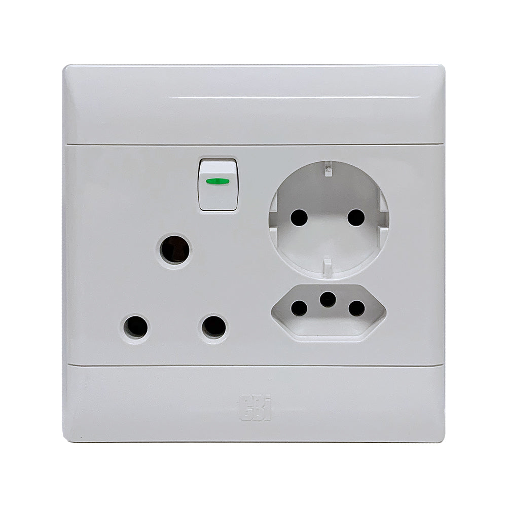 CBi Switch Ultra RSA + V-Slim + Schuko Combo Socket 4x4