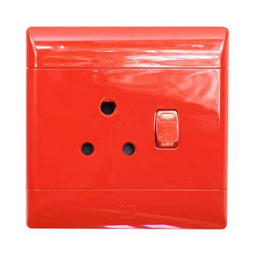 CBi PVC Single Switched Dedicated Socket 4 x 4 - Red