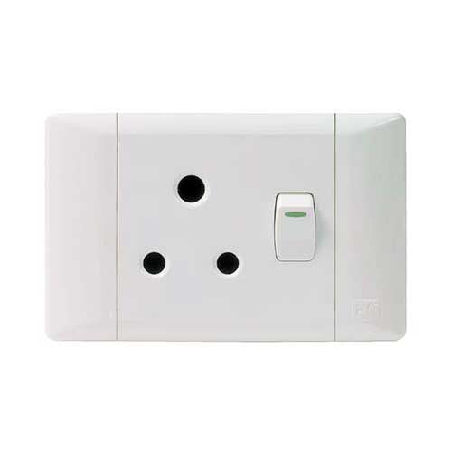 CBi PVC Single Switched Horizontal Socket 2x4 - White