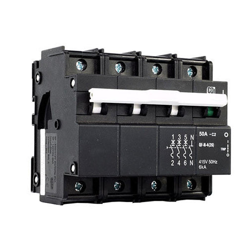 CBi QF-N-4(26) Dual Mount Circuit Breaker C2 3P+N 6kA – CBI Online