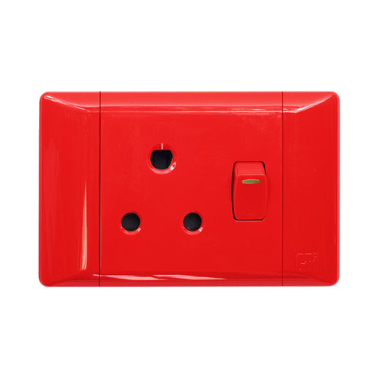 CBi PVC Single Switched Dedicated Horizontal Socket 2x4 - Red