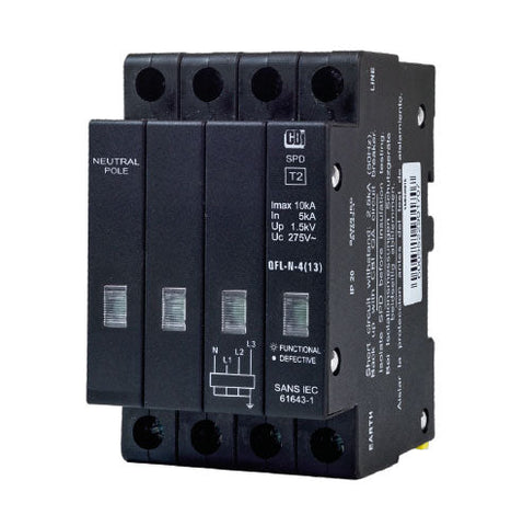CBi QFLN-4(13) Mini Rail Surge Protector with Indication 3P+N 275V 10kA